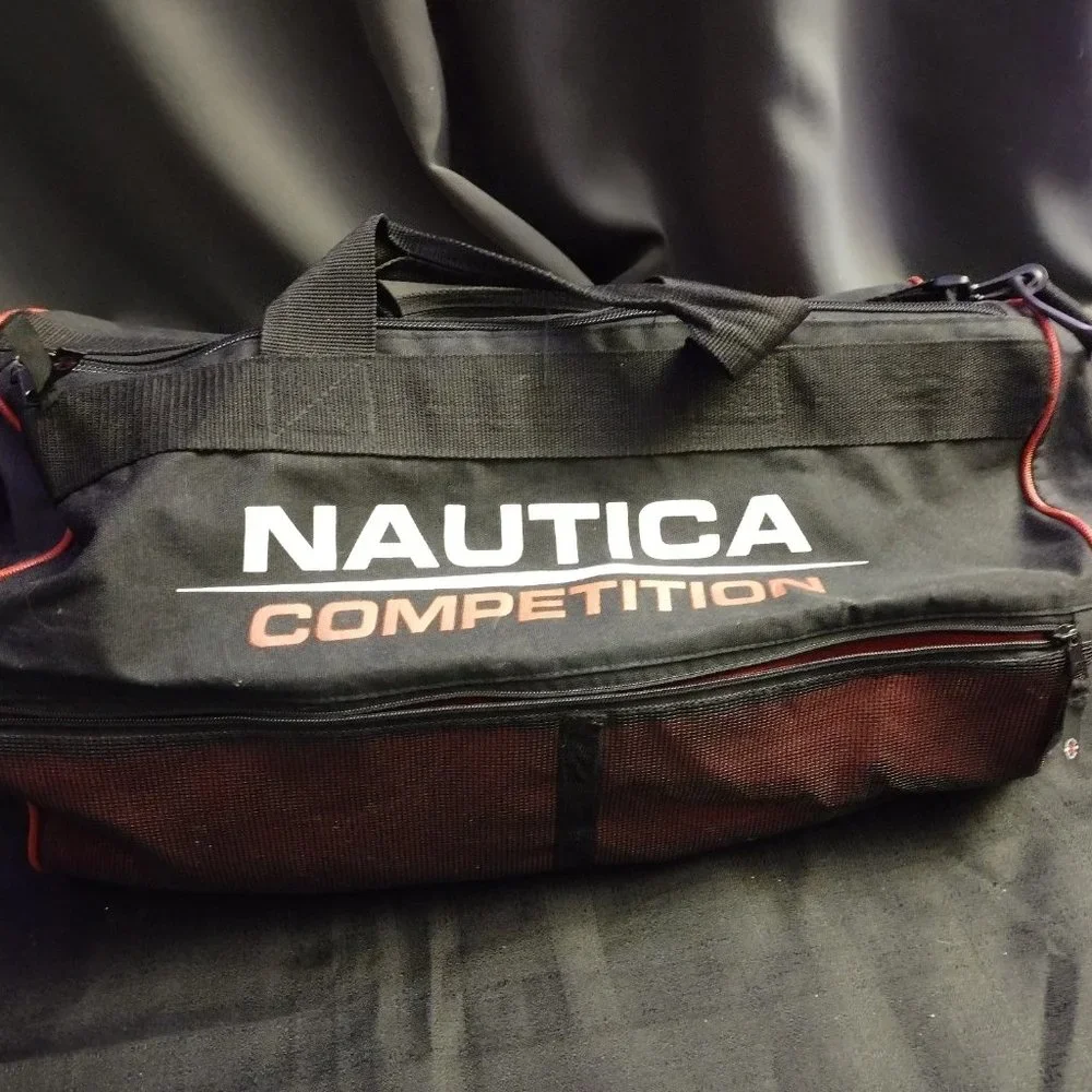 Vintage 90s Nautica Competition Duffle Gym Bag Red